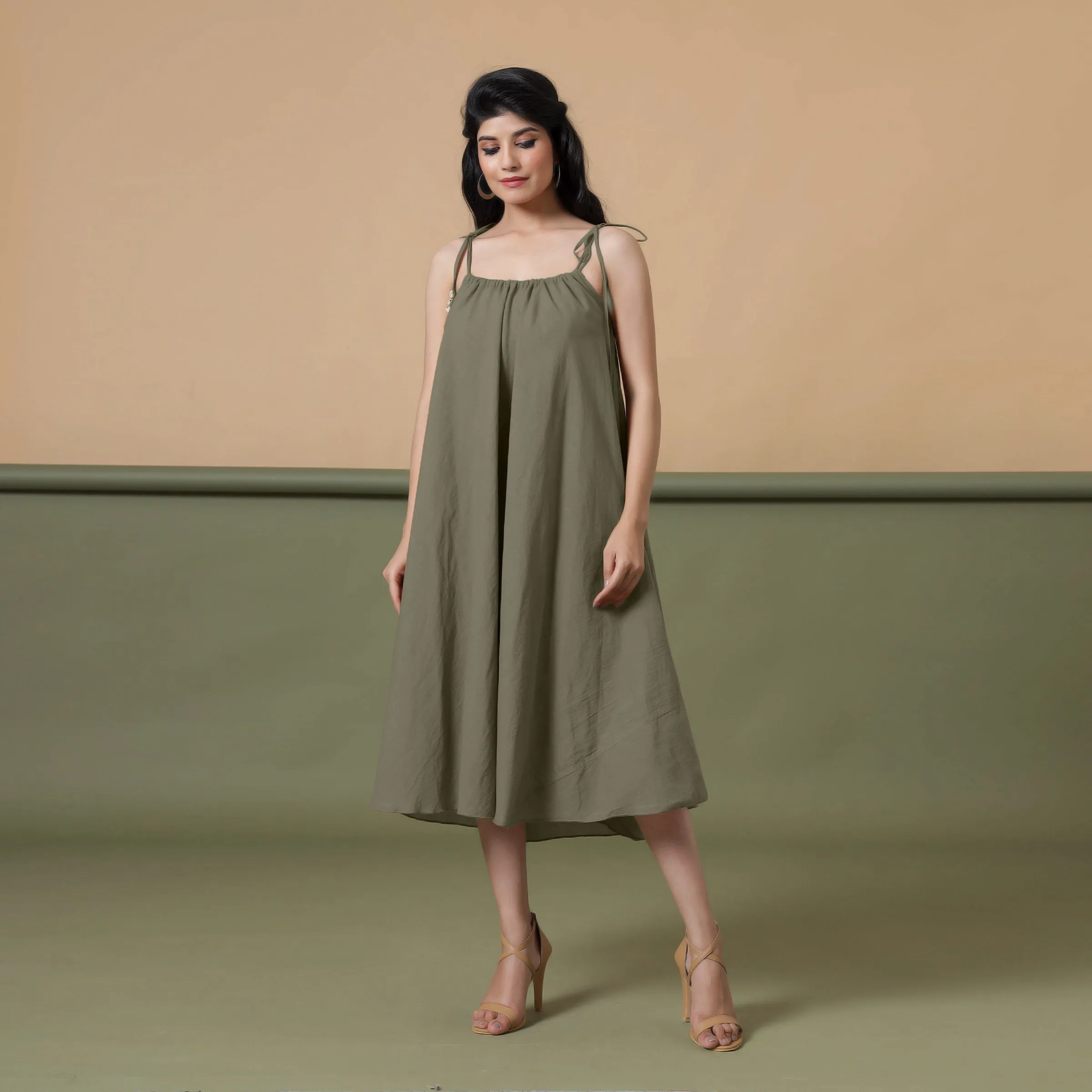 6-Way Convertible Sage Green Tie-Dye Cotton Skirt Dress