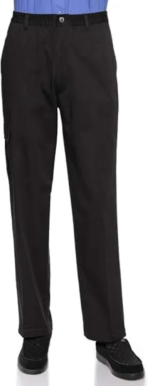 AKA Wrinkle Free Men's Full Elastic Waist Twill Casual Pant - Black