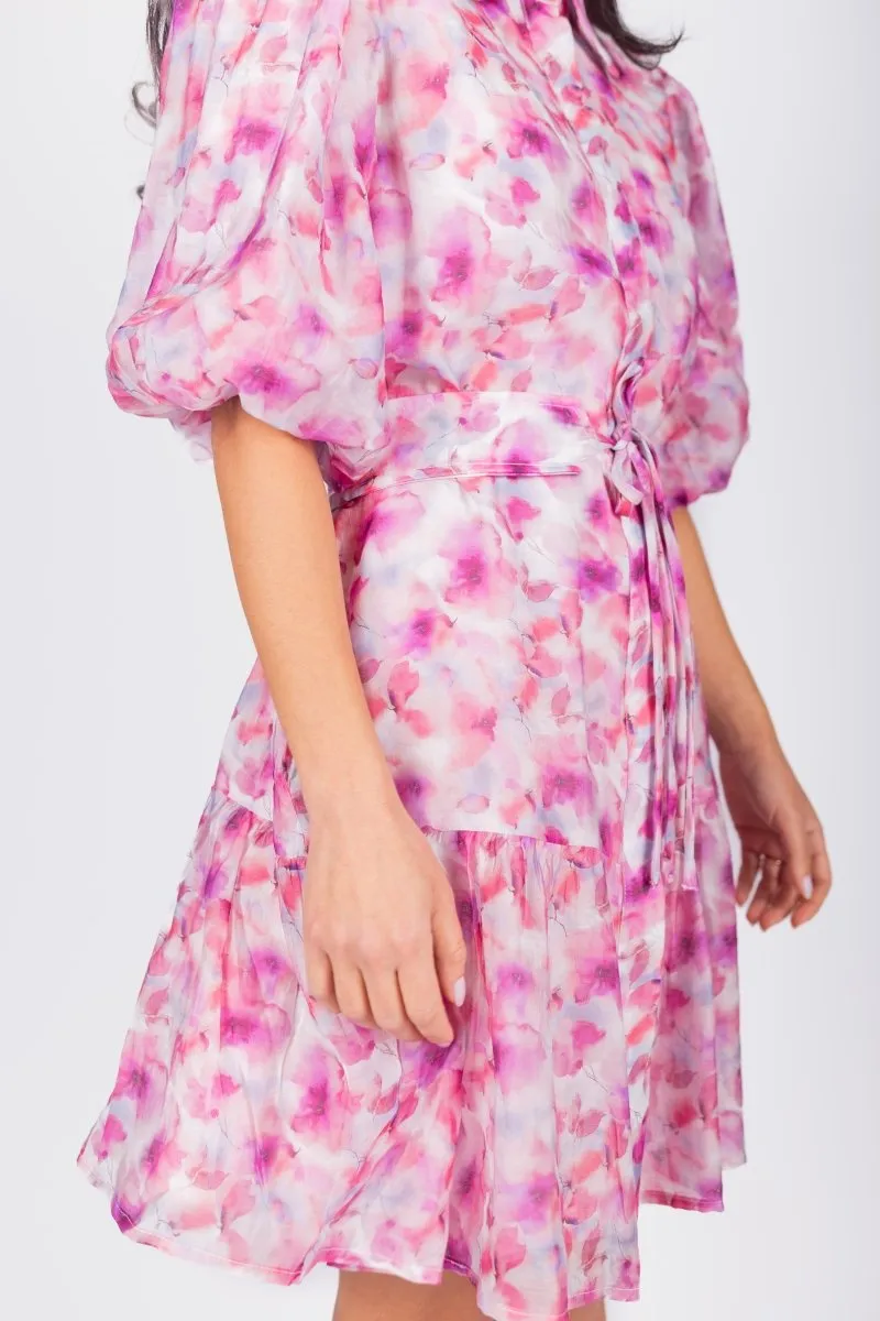 ALLIE DRESS SHORT SLEEVE 36" (PINK/PURPLE PATTERN)