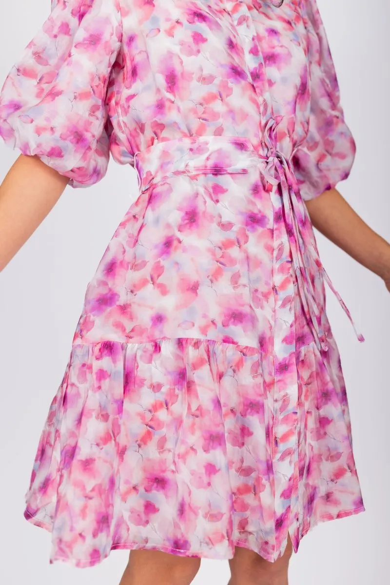 ALLIE DRESS SHORT SLEEVE 36" (PINK/PURPLE PATTERN)