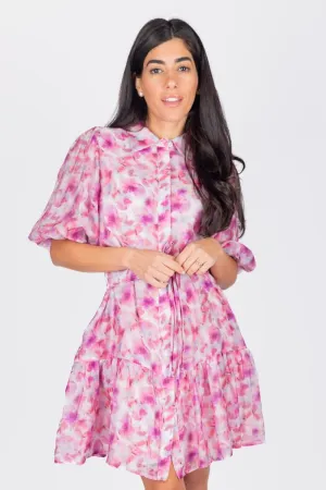 ALLIE DRESS SHORT SLEEVE 36" (PINK/PURPLE PATTERN)