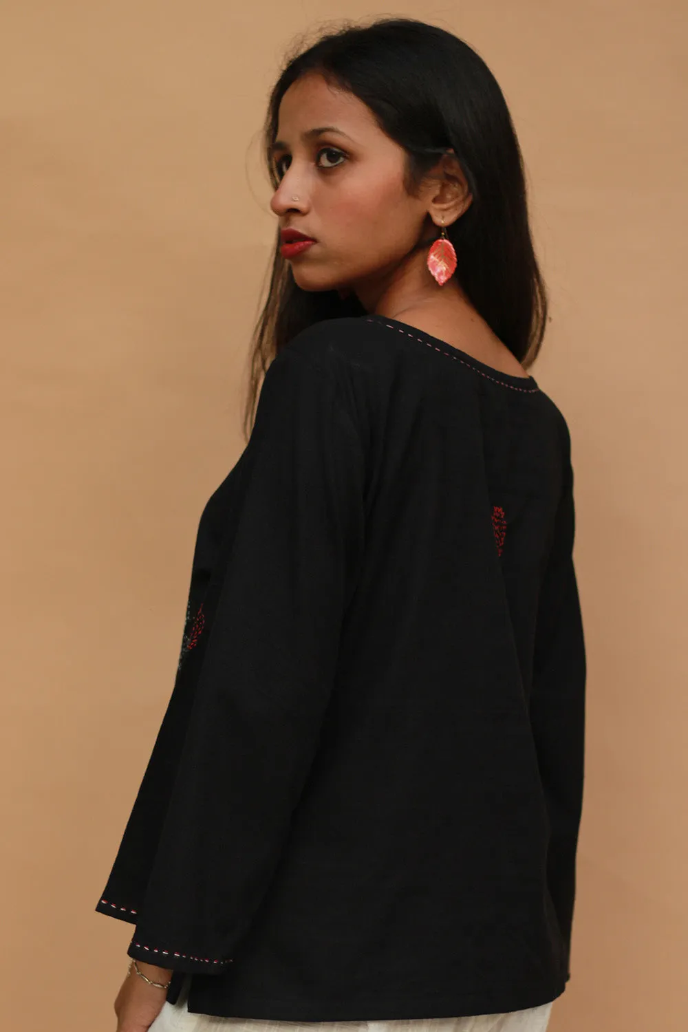 Ambrai |  Embroidered Cotton Shirt | Noir