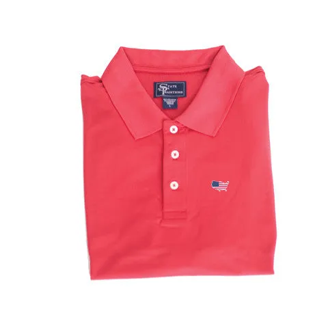 America Traditional Clubhouse Performance Polo Red