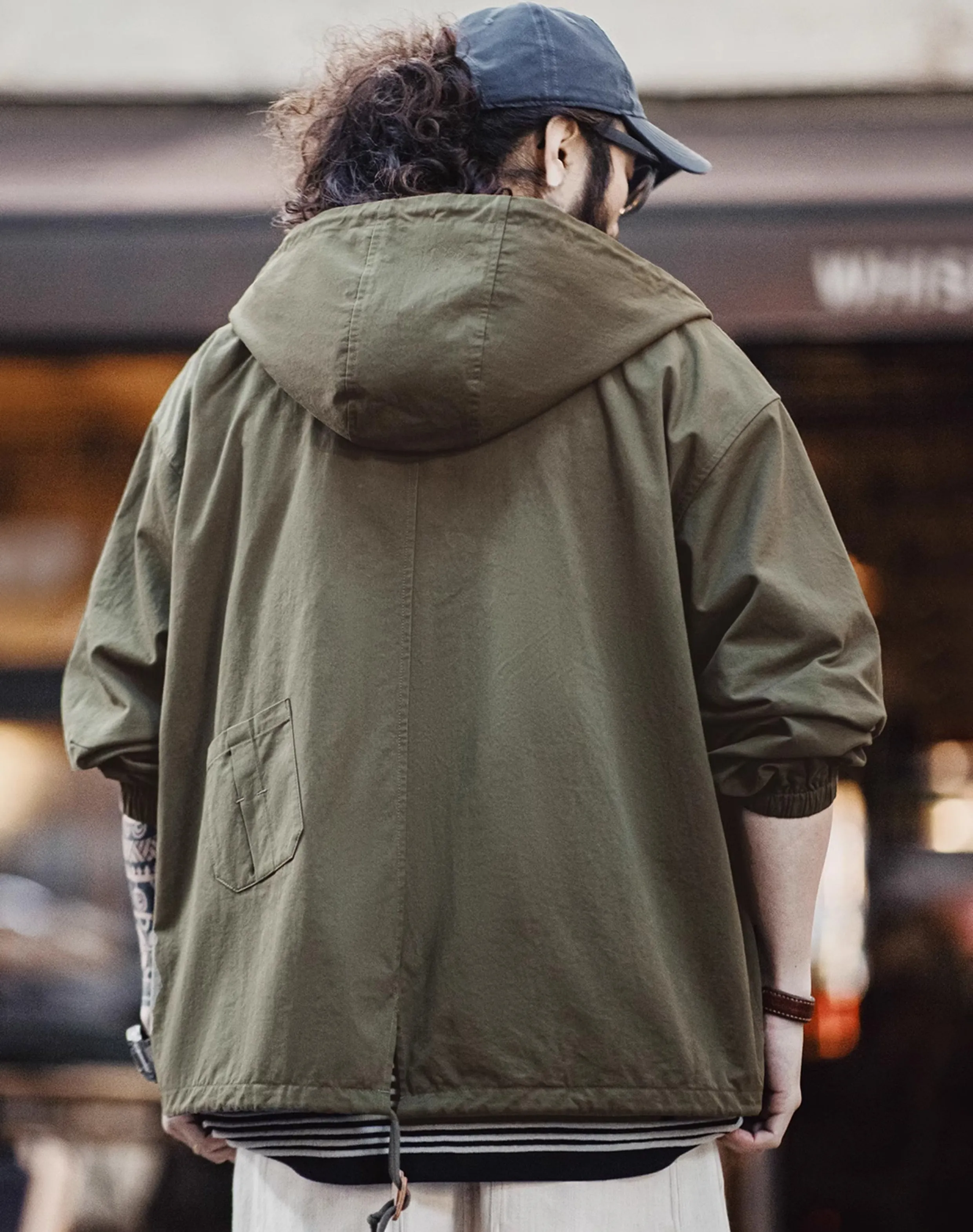American Retro M51 Hooded Military Loose Cotton Fishtail Men's Jacket