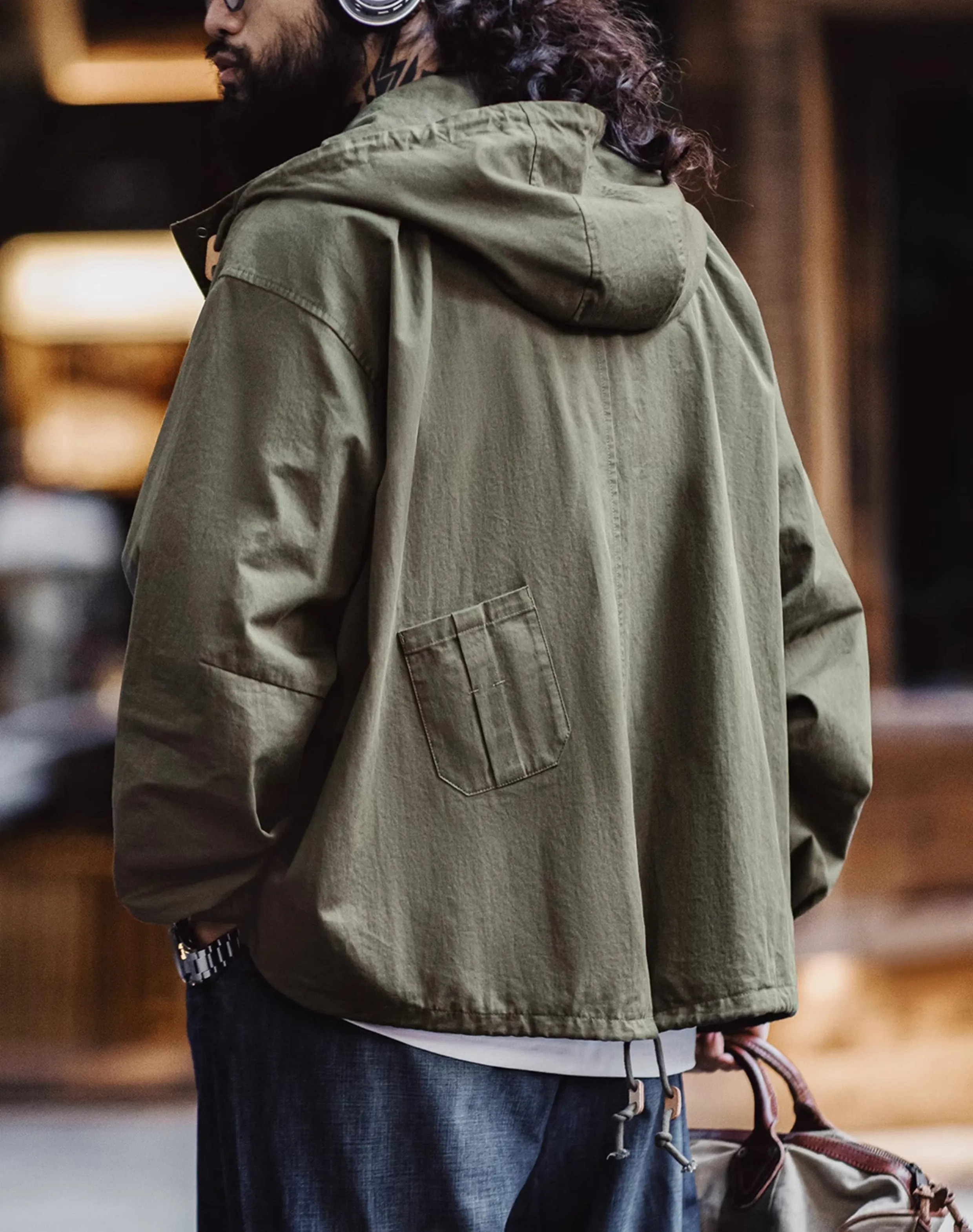 American Retro M51 Hooded Military Loose Cotton Fishtail Men's Jacket