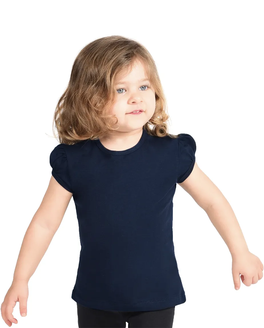 Big Girls Cotton Puff Sleeve Solid Crewneck T-Shirt