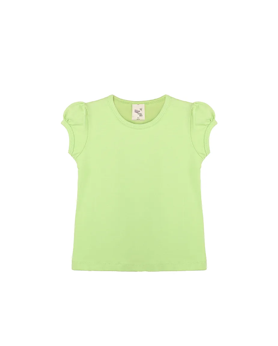 Big Girls Cotton Puff Sleeve Solid Crewneck T-Shirt
