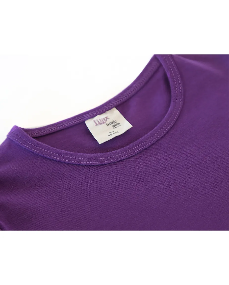 Big Girls Cotton Puff Sleeve Solid Crewneck T-Shirt