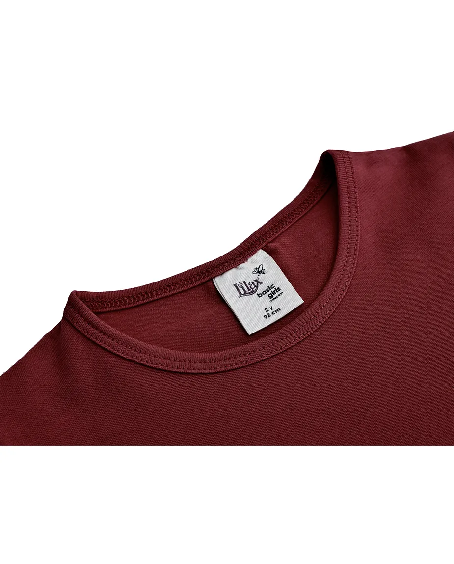 Big Girls Cotton Puff Sleeve Solid Crewneck T-Shirt