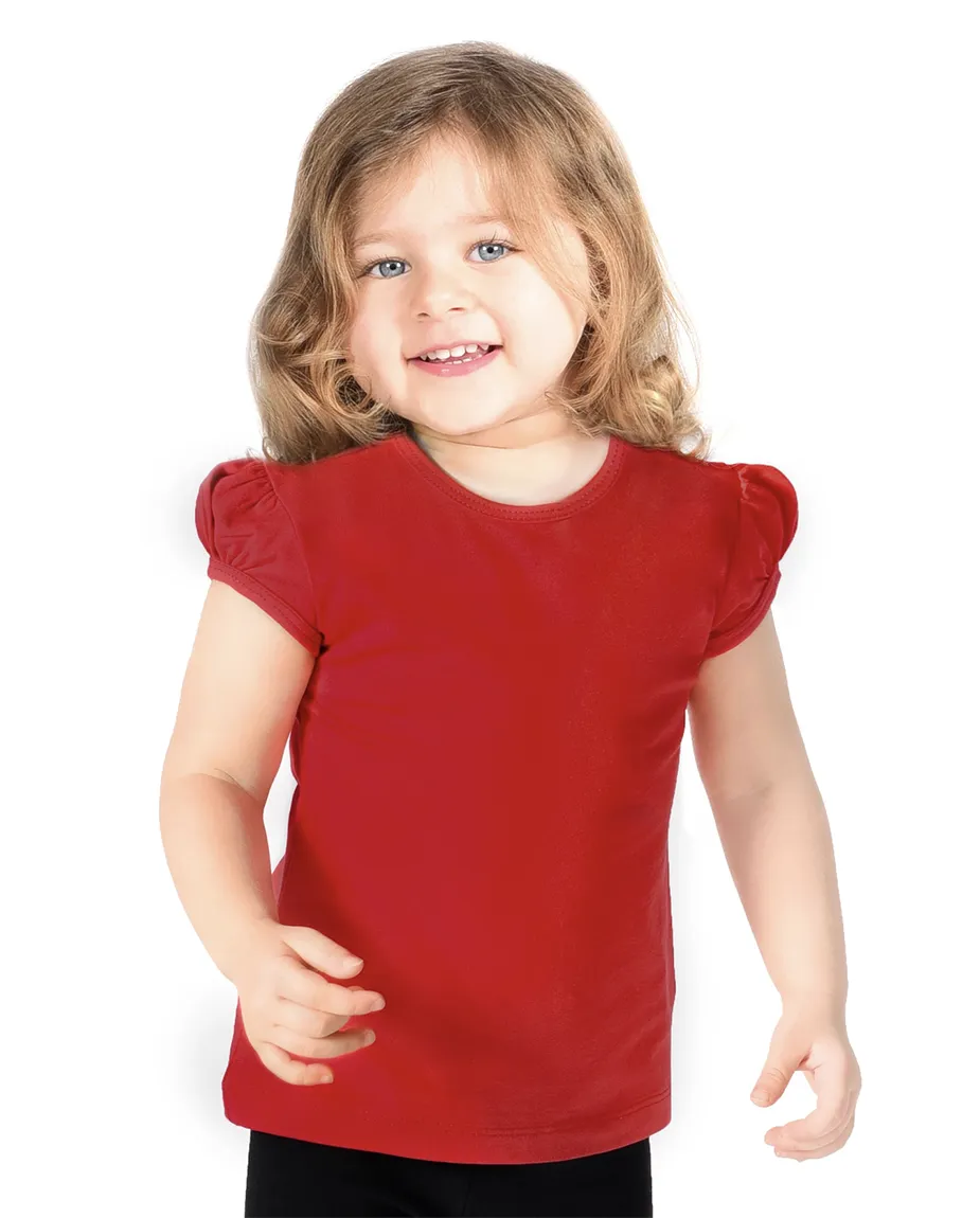 Big Girls Cotton Puff Sleeve Solid Crewneck T-Shirt