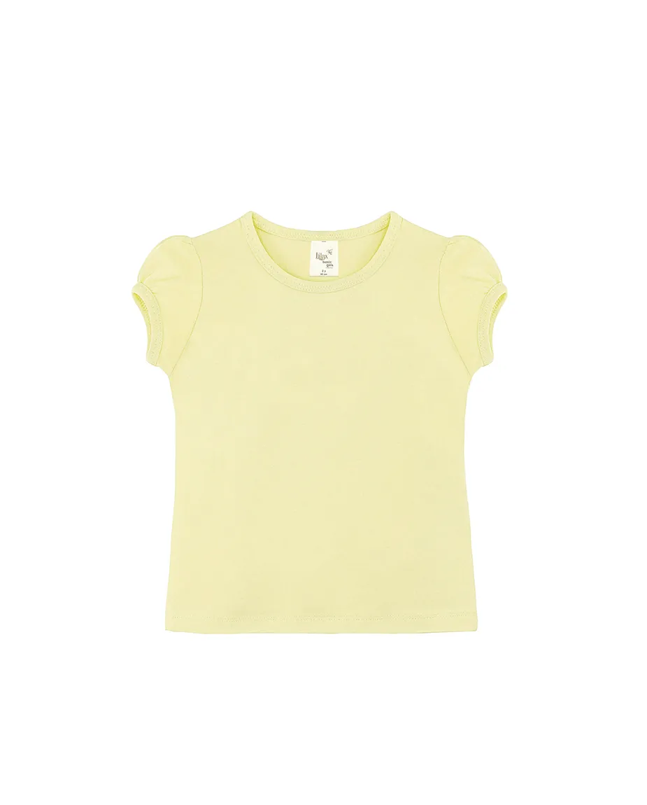 Big Girls Cotton Puff Sleeve Solid Crewneck T-Shirt