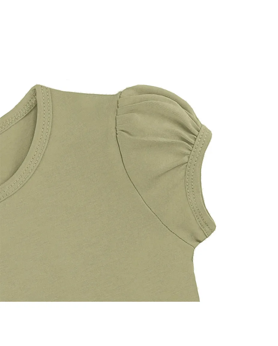 Big Girls Cotton Puff Sleeve Solid Crewneck T-Shirt
