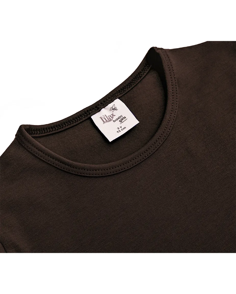 Big Girls Cotton Puff Sleeve Solid Crewneck T-Shirt