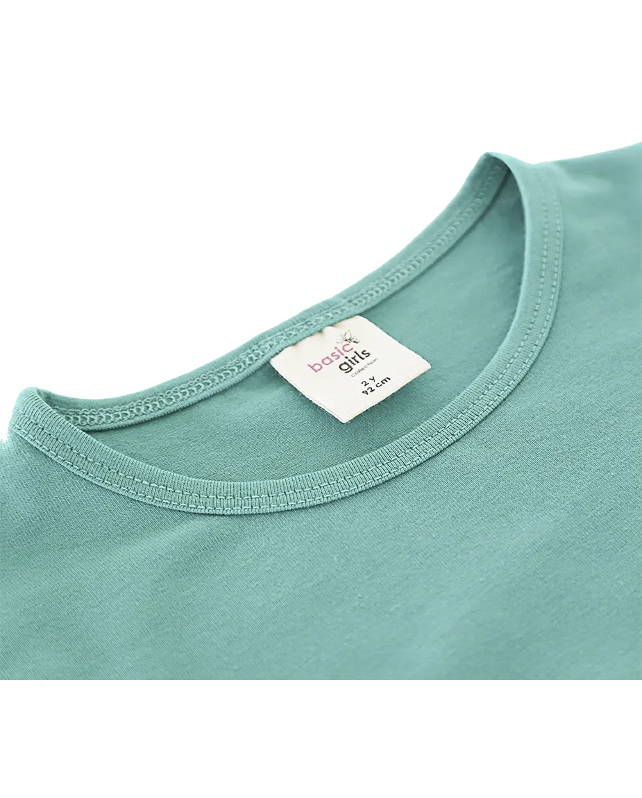 Big Girls Cotton Puff Sleeve Solid Crewneck T-Shirt