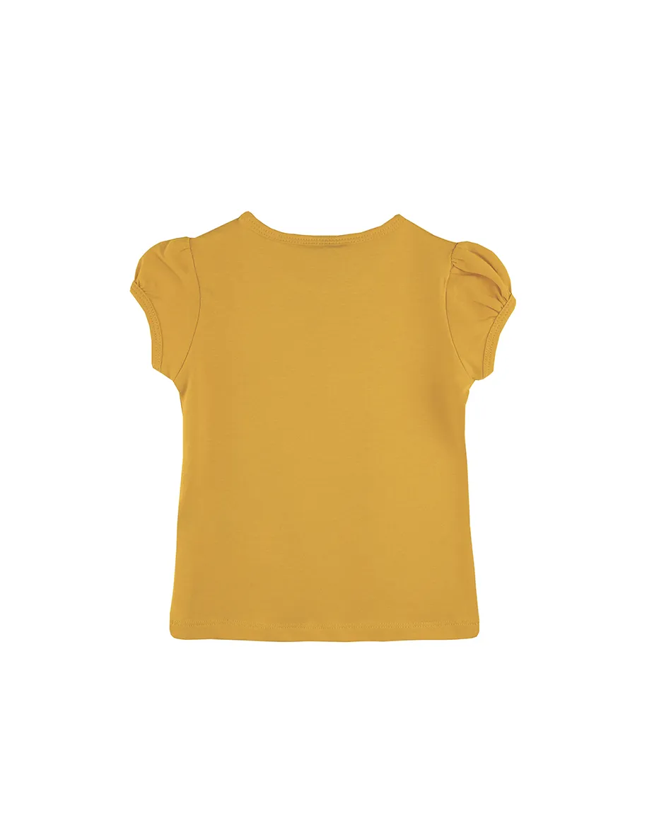 Big Girls Cotton Puff Sleeve Solid Crewneck T-Shirt
