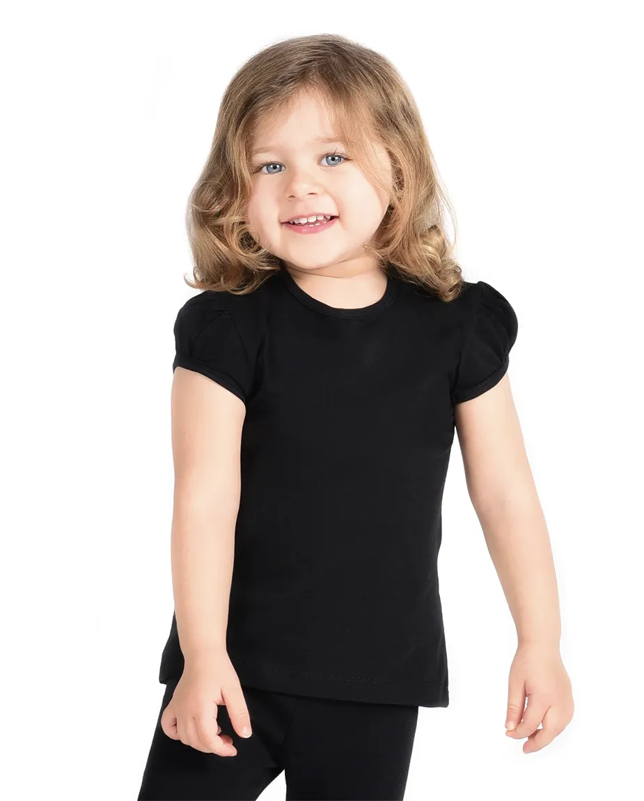 Big Girls Cotton Puff Sleeve Solid Crewneck T-Shirt