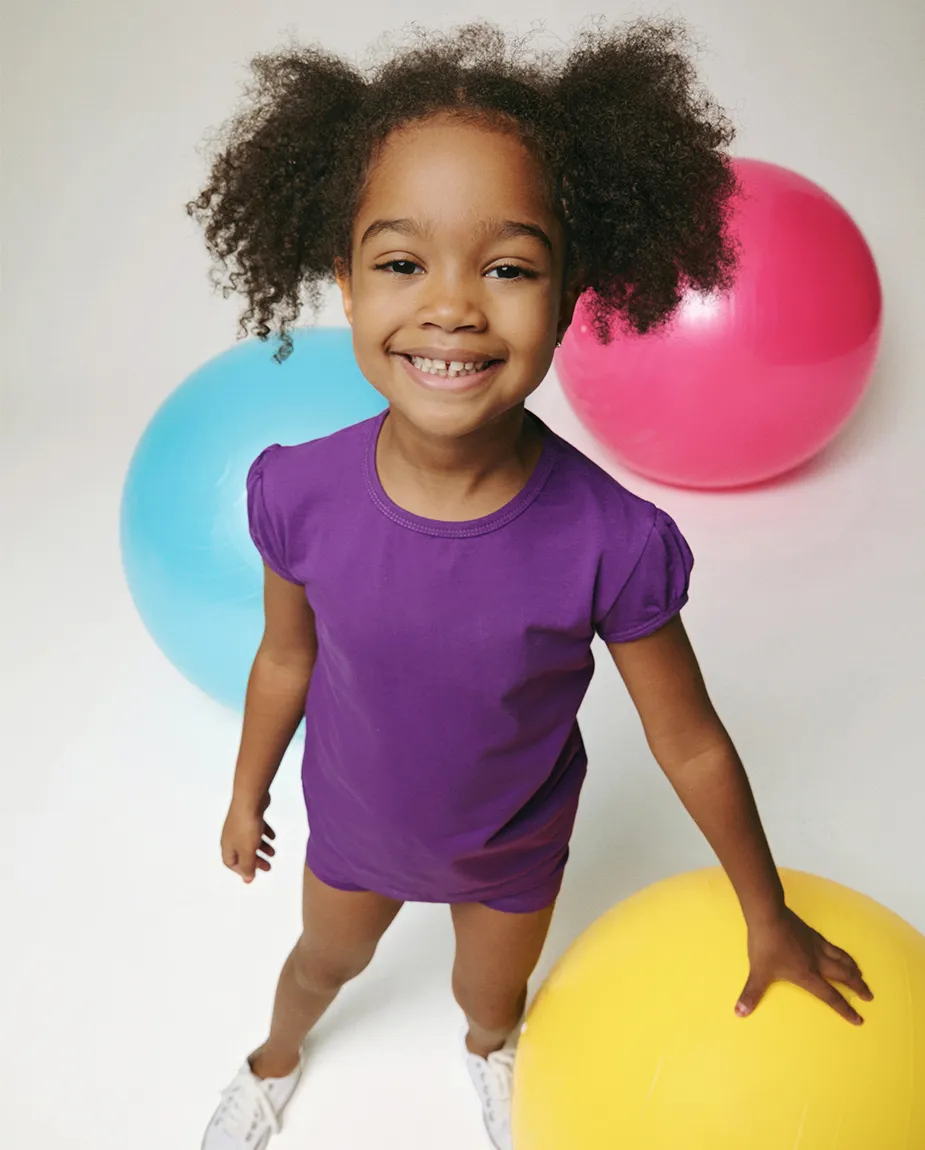 Big Girls Cotton Puff Sleeve Solid Crewneck T-Shirt