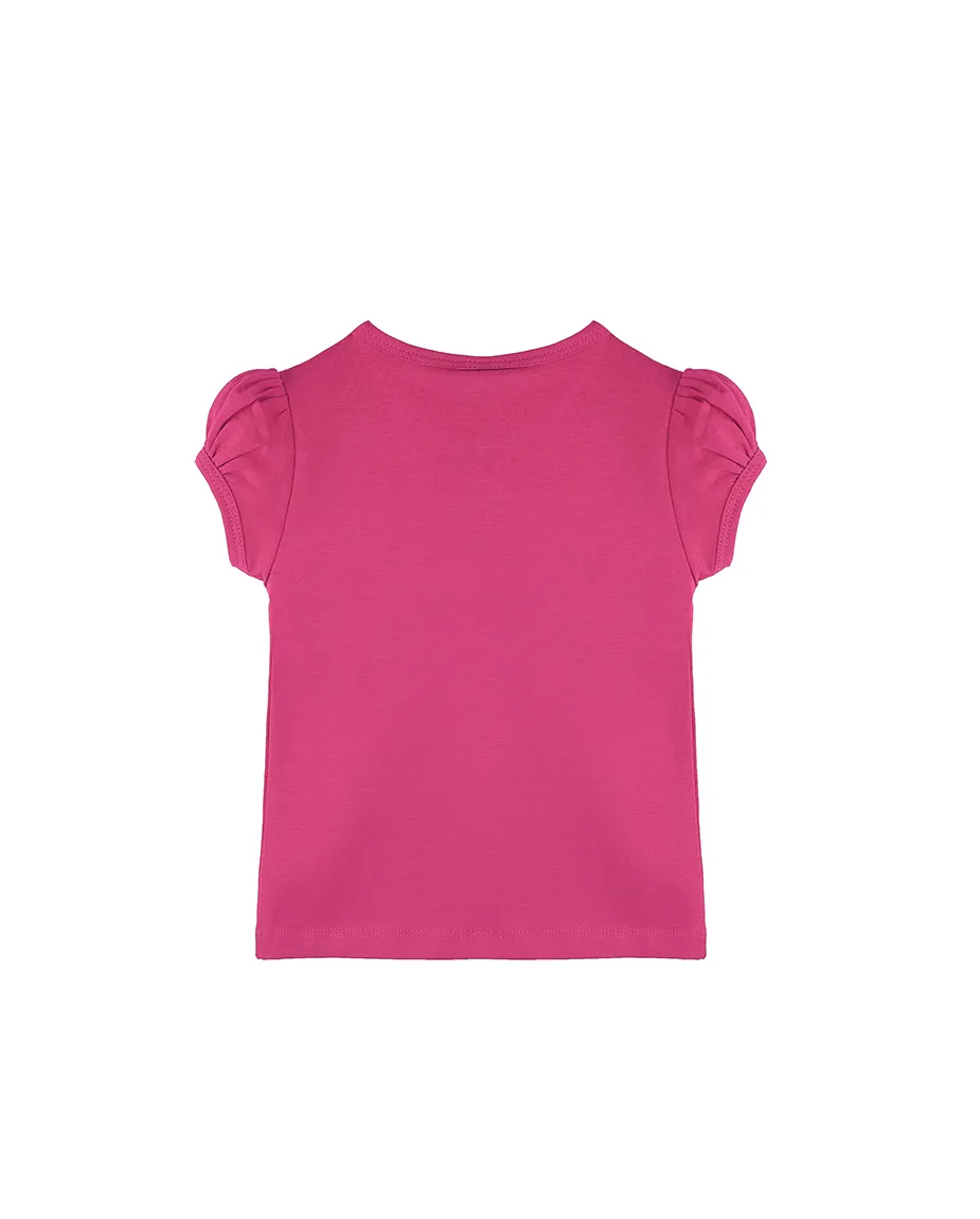 Big Girls Cotton Puff Sleeve Solid Crewneck T-Shirt
