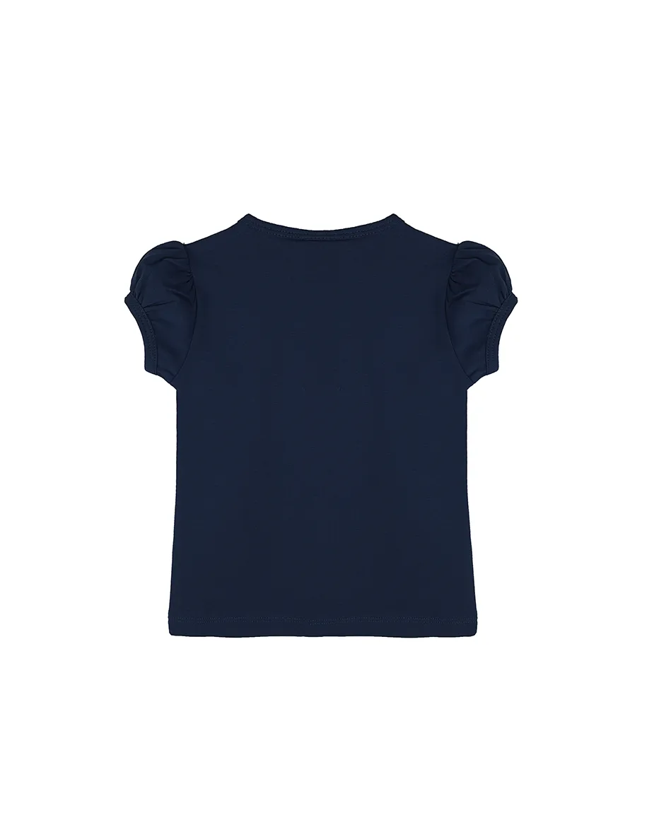 Big Girls Cotton Puff Sleeve Solid Crewneck T-Shirt