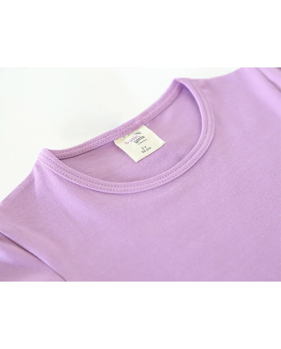 Big Girls Cotton Puff Sleeve Solid Crewneck T-Shirt