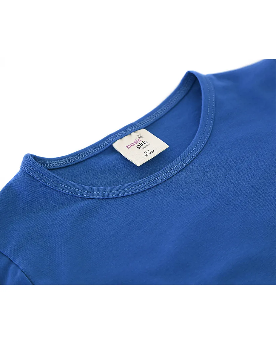 Big Girls Cotton Puff Sleeve Solid Crewneck T-Shirt