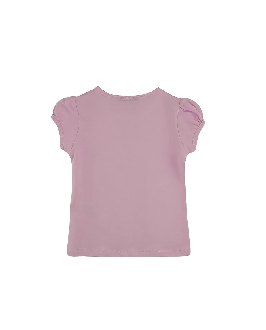 Big Girls Cotton Puff Sleeve Solid Crewneck T-Shirt