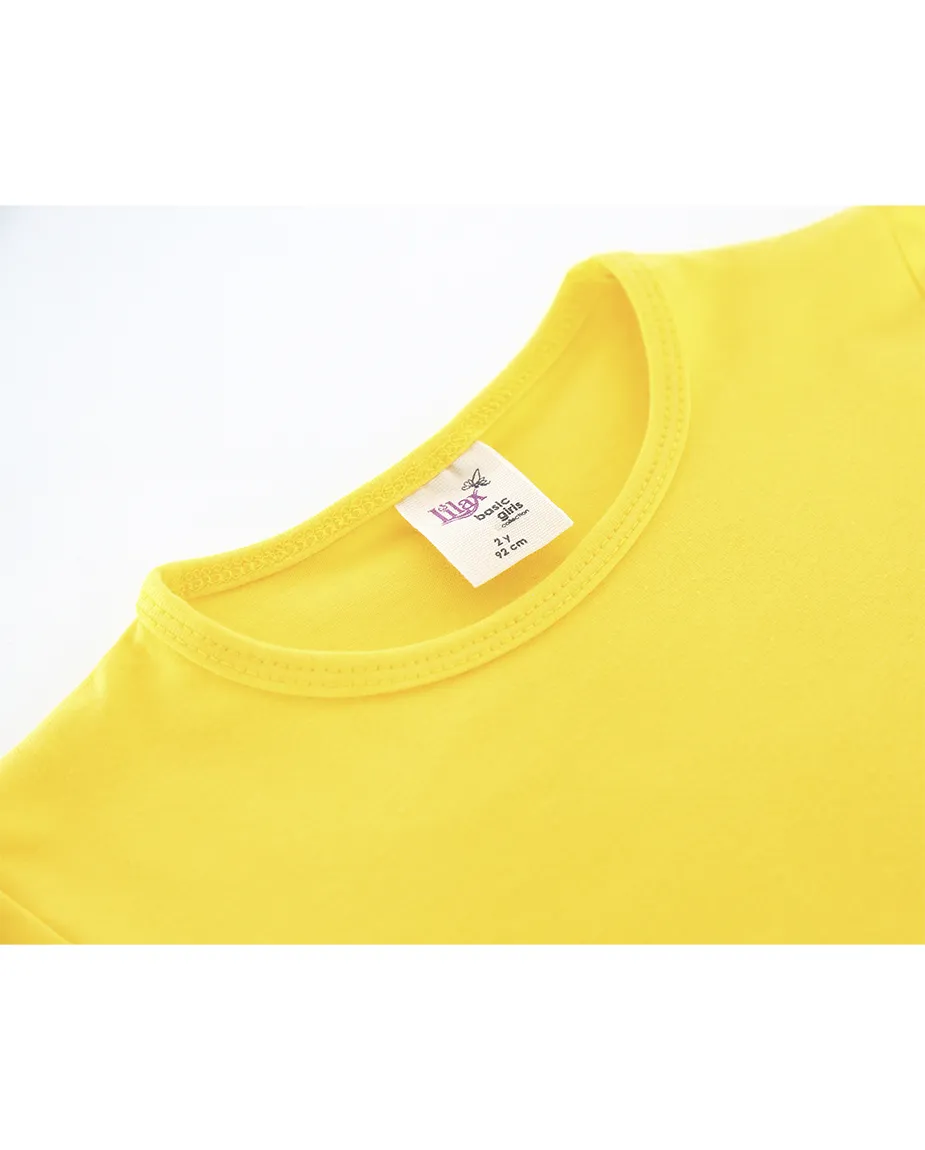 Big Girls Cotton Puff Sleeve Solid Crewneck T-Shirt