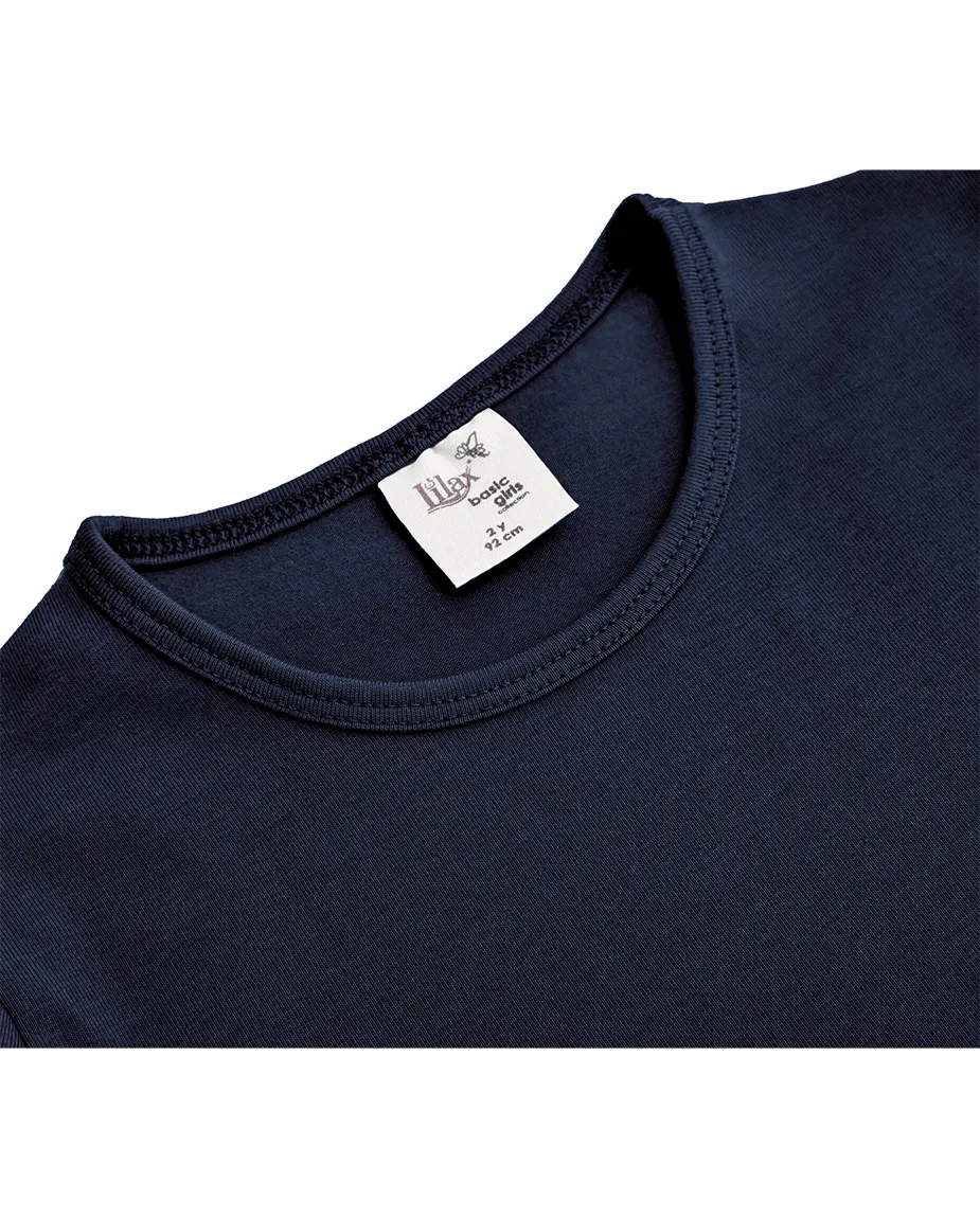 Big Girls Cotton Puff Sleeve Solid Crewneck T-Shirt