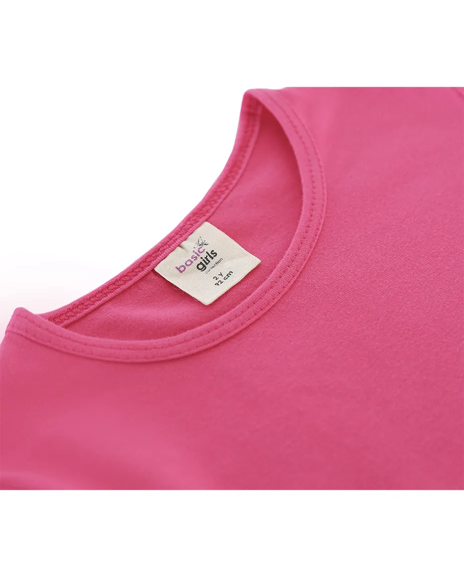 Big Girls Cotton Puff Sleeve Solid Crewneck T-Shirt