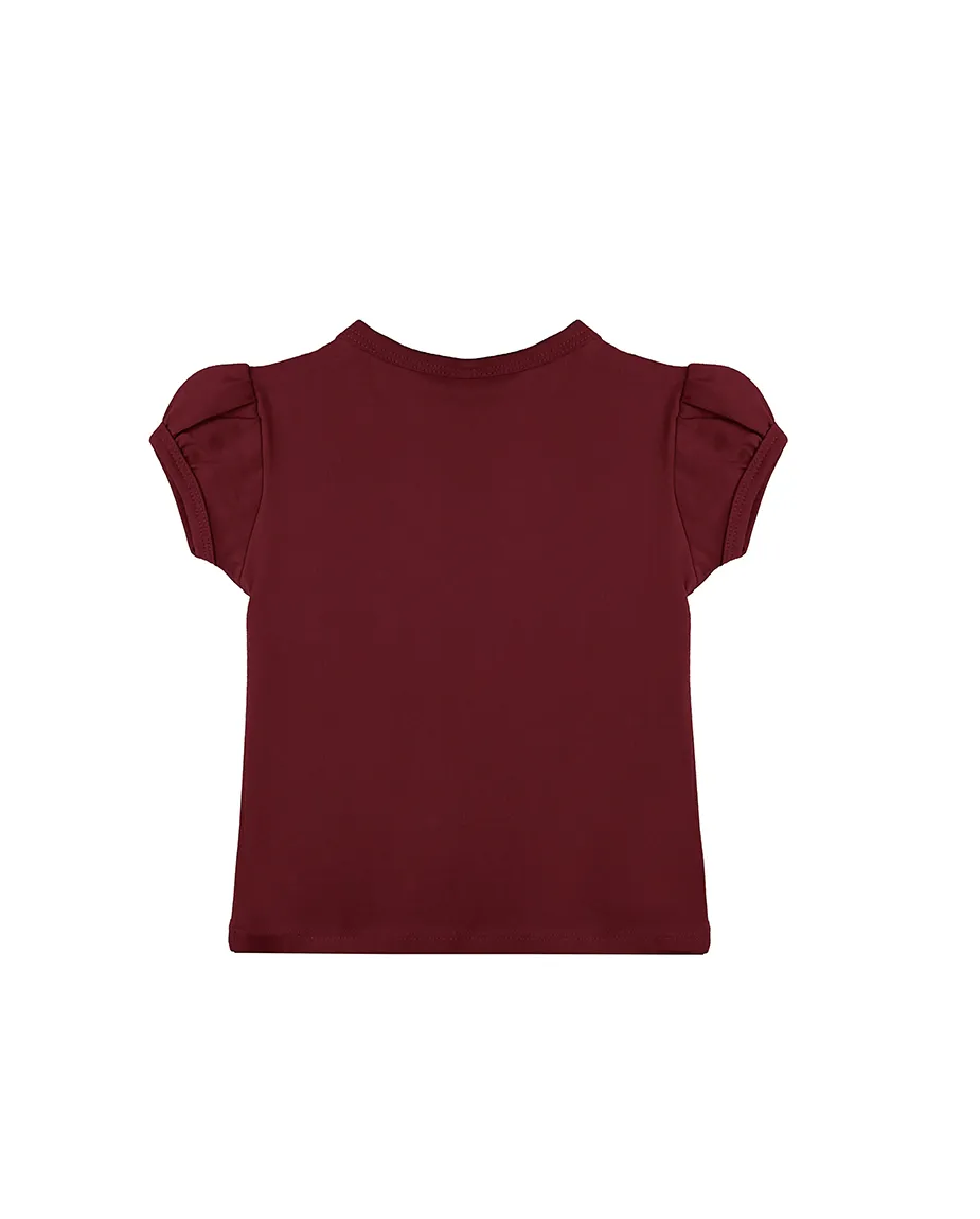 Big Girls Cotton Puff Sleeve Solid Crewneck T-Shirt