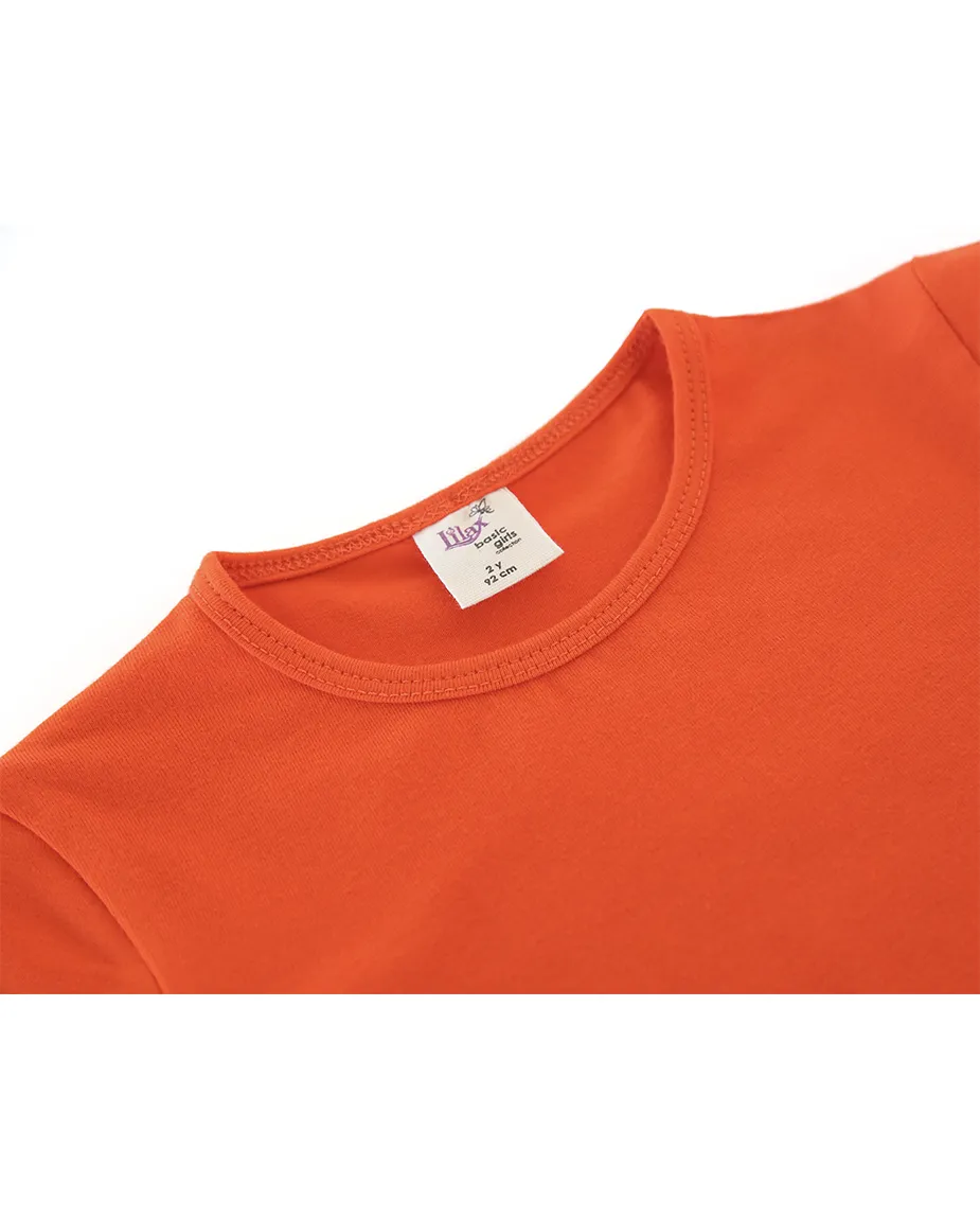 Big Girls Cotton Puff Sleeve Solid Crewneck T-Shirt