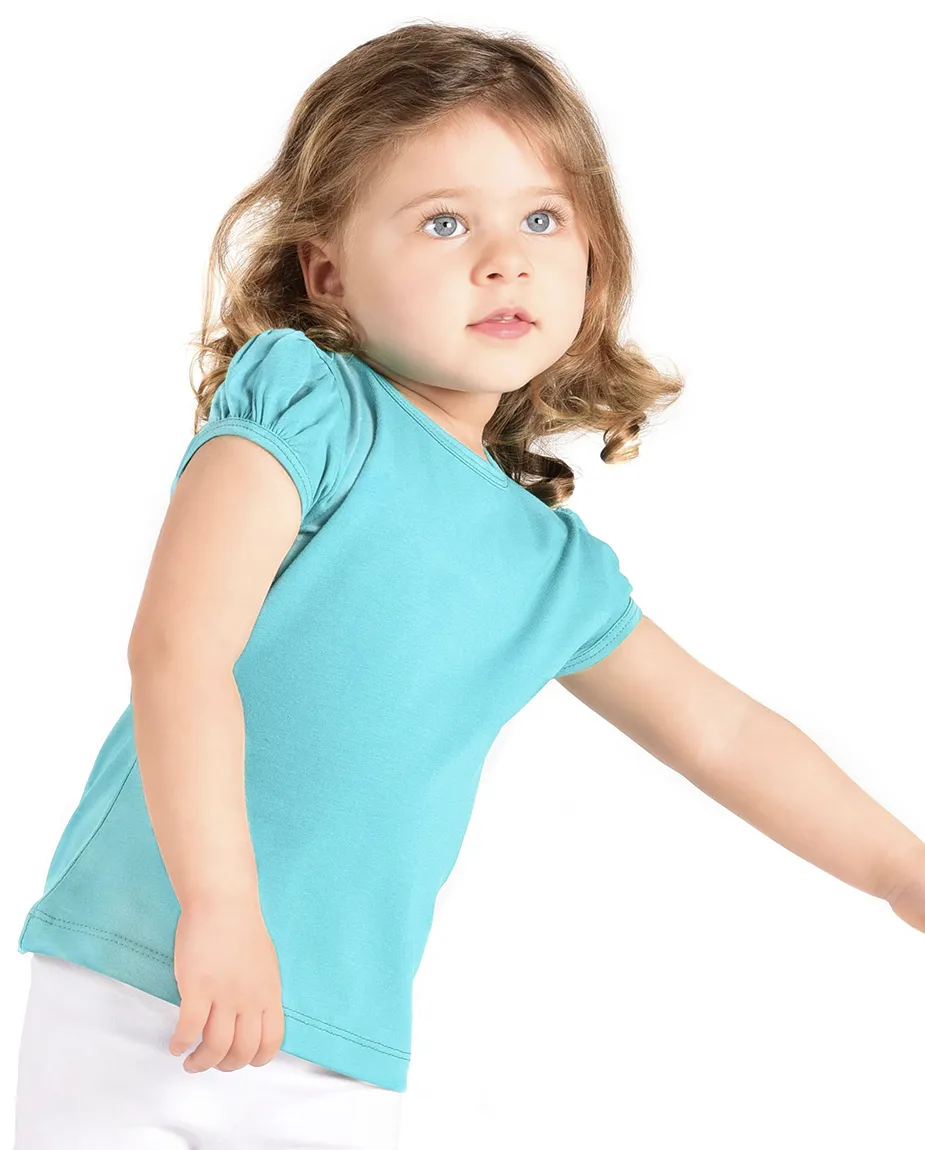 Big Girls Cotton Puff Sleeve Solid Crewneck T-Shirt