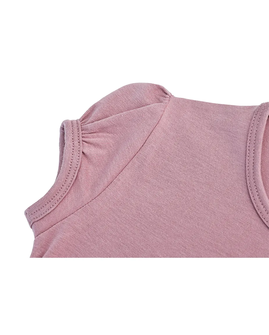 Big Girls Cotton Puff Sleeve Solid Crewneck T-Shirt
