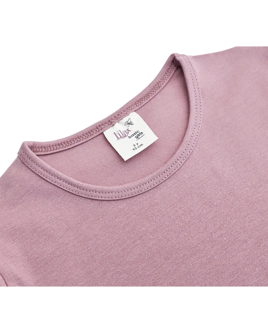 Big Girls Cotton Puff Sleeve Solid Crewneck T-Shirt