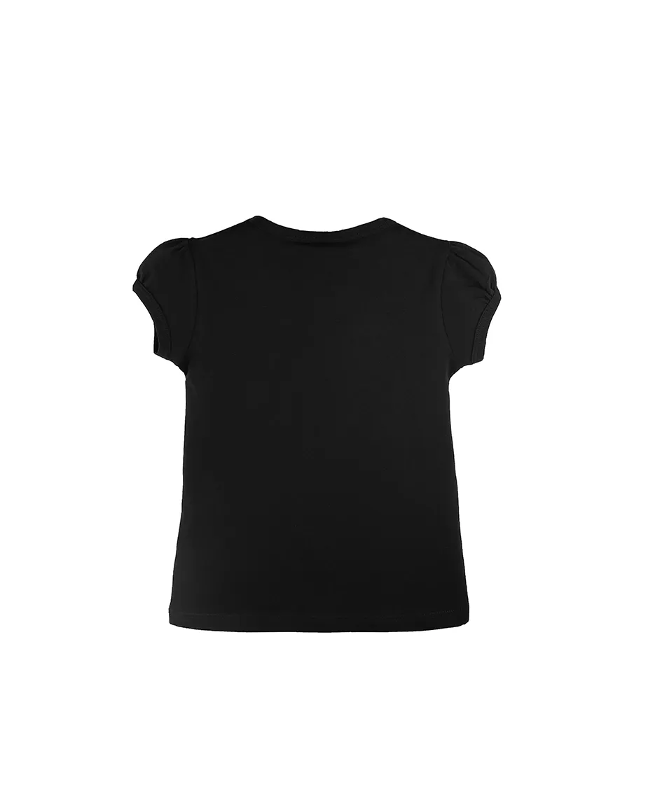 Big Girls Cotton Puff Sleeve Solid Crewneck T-Shirt