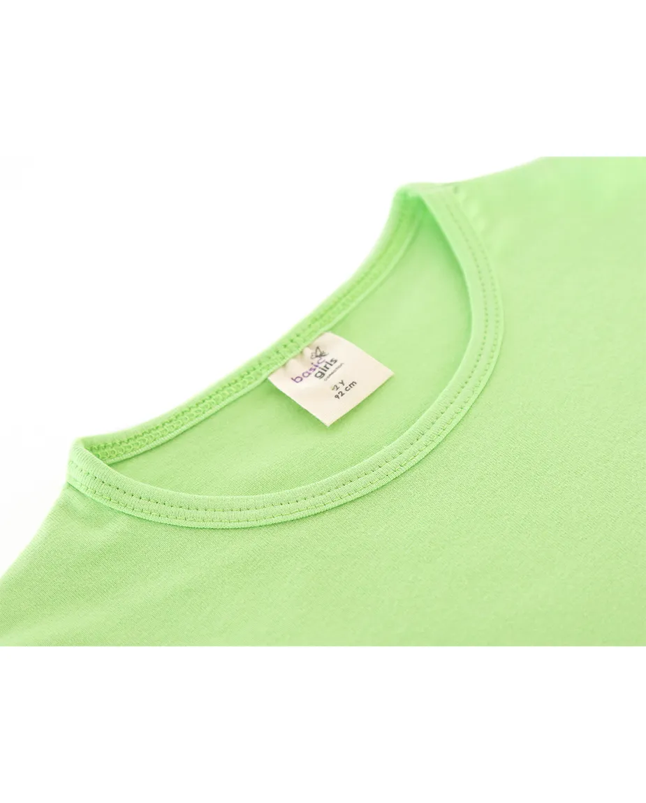 Big Girls Cotton Puff Sleeve Solid Crewneck T-Shirt