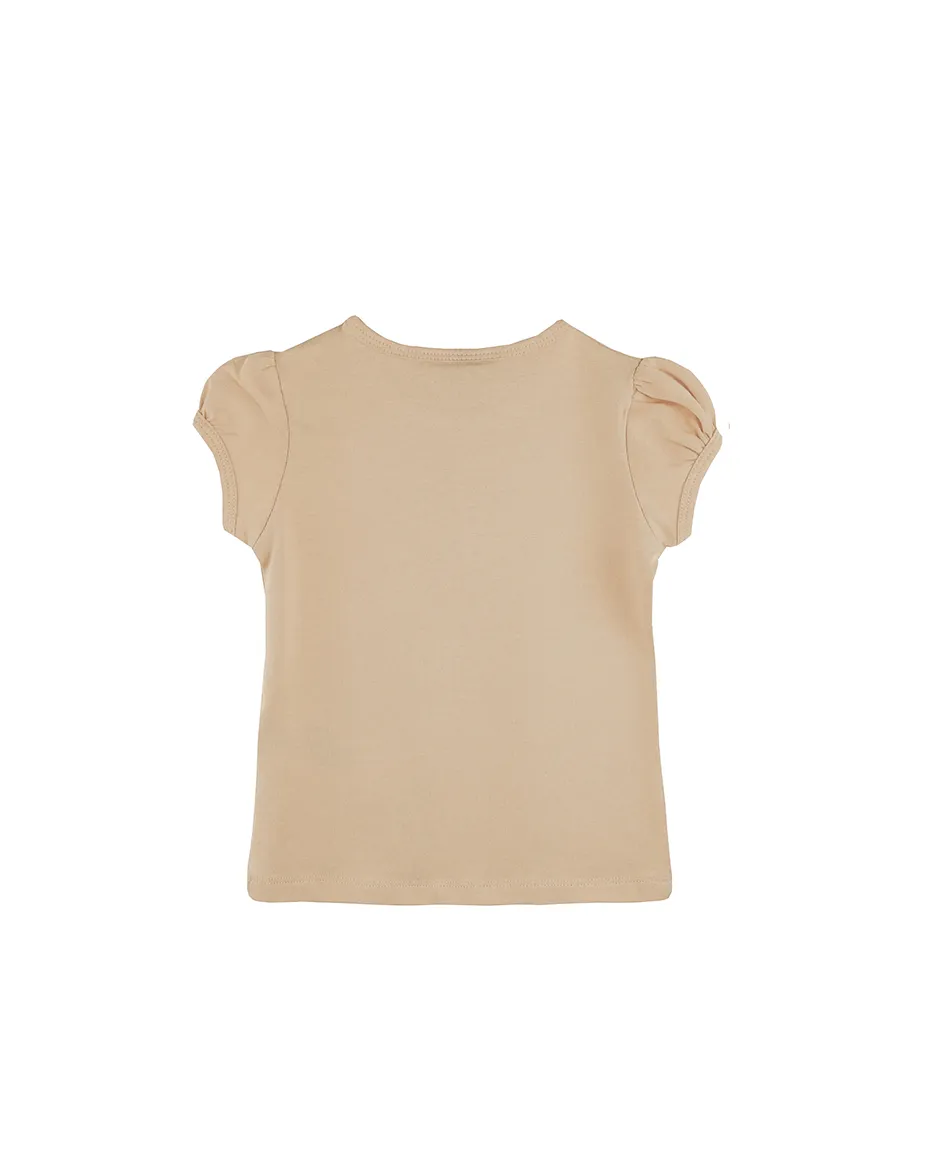 Big Girls Cotton Puff Sleeve Solid Crewneck T-Shirt