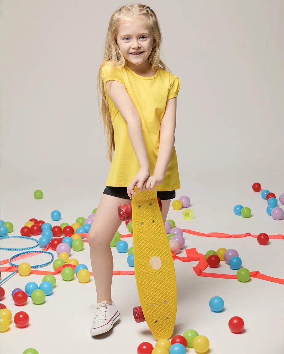 Big Girls Cotton Puff Sleeve Solid Crewneck T-Shirt