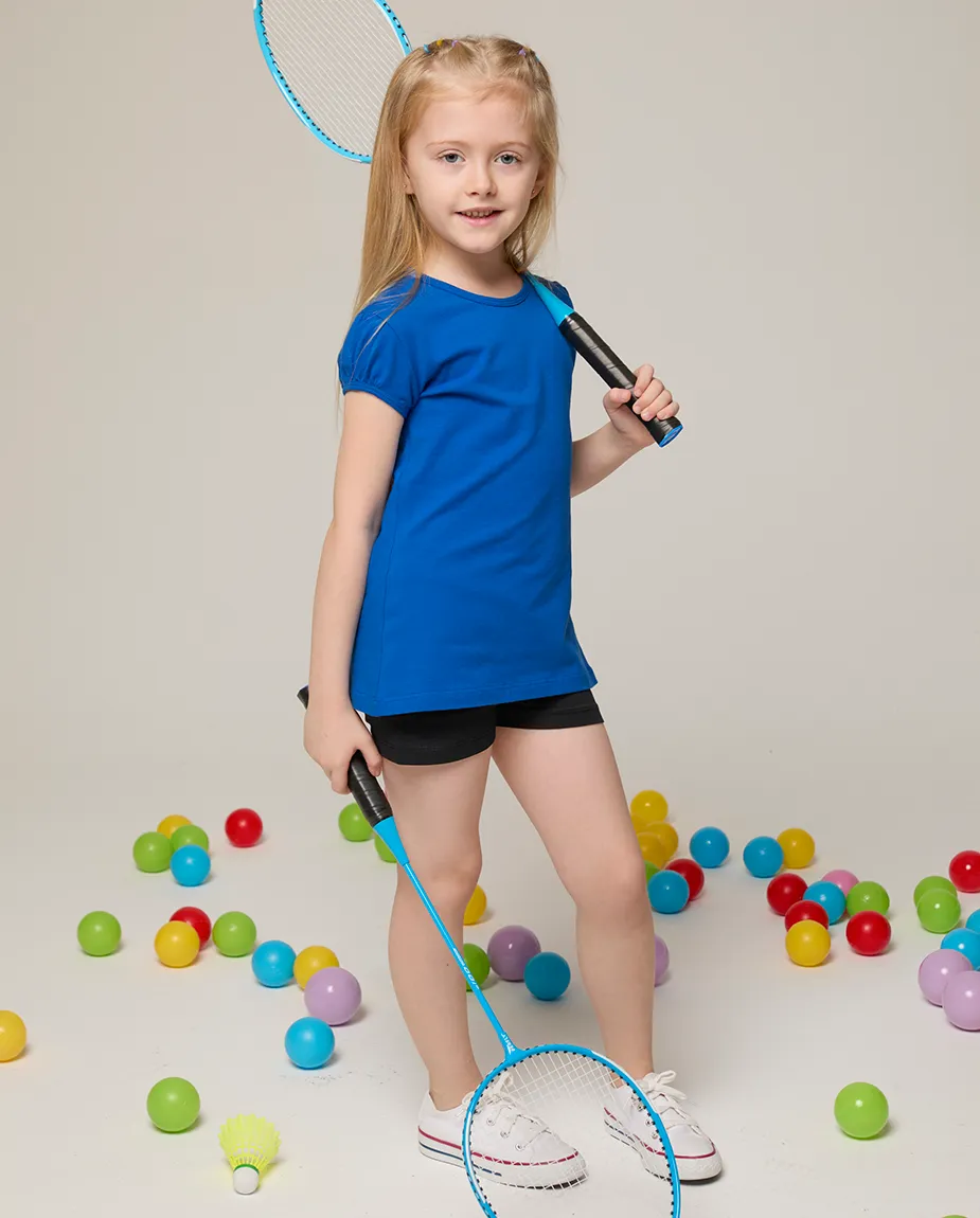 Big Girls Cotton Puff Sleeve Solid Crewneck T-Shirt