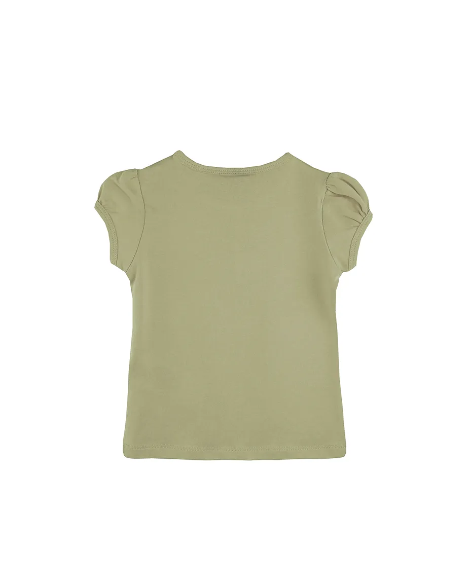 Big Girls Cotton Puff Sleeve Solid Crewneck T-Shirt