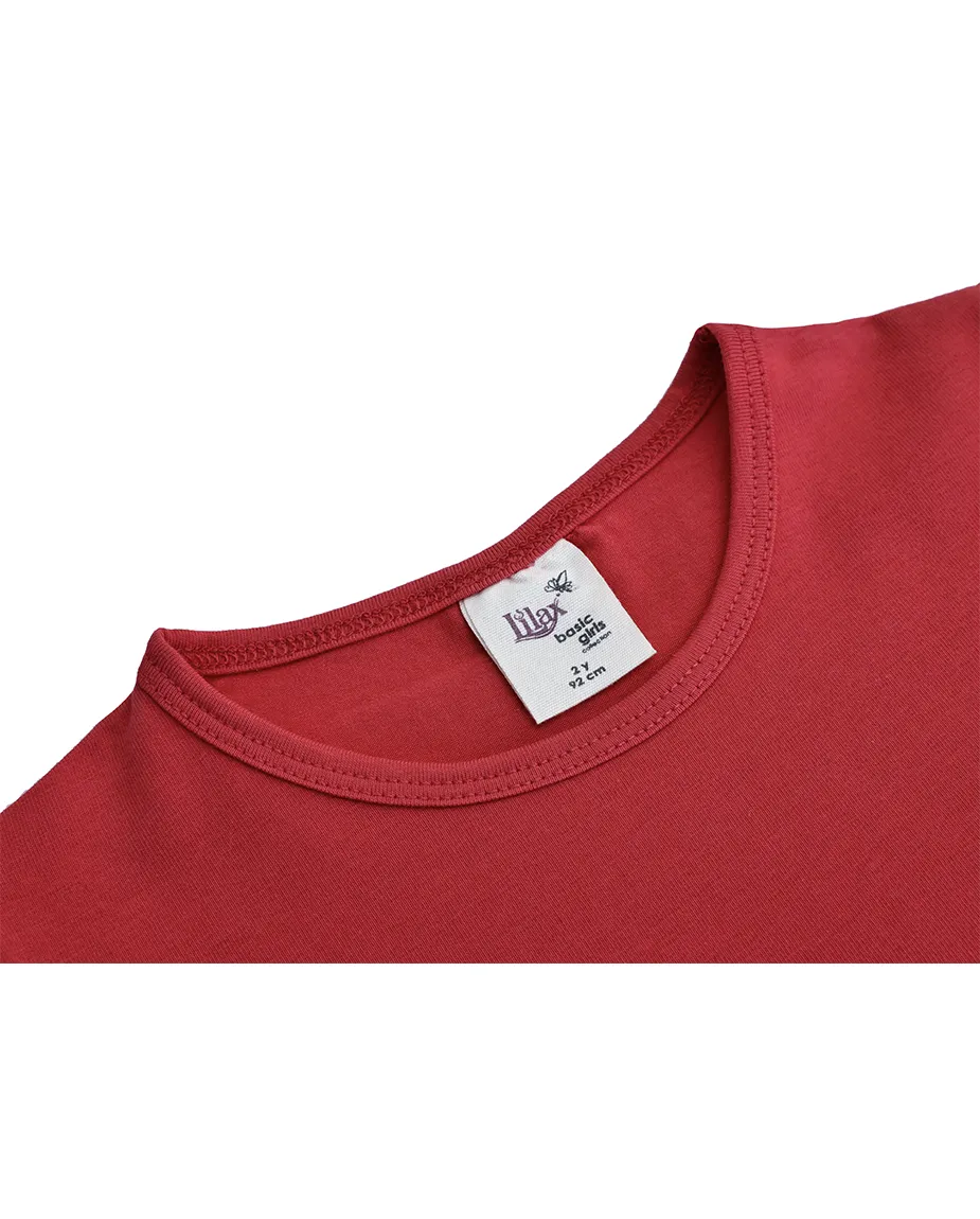 Big Girls Cotton Puff Sleeve Solid Crewneck T-Shirt