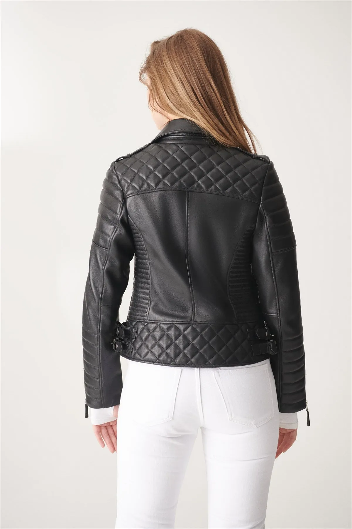 Black Biker Leather Jacket for Women