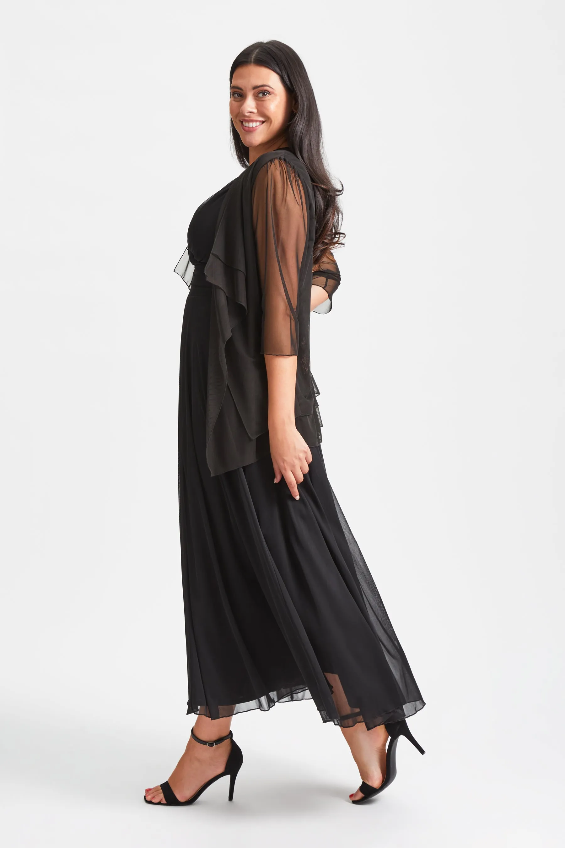 Black Waterfall Layered Shrug