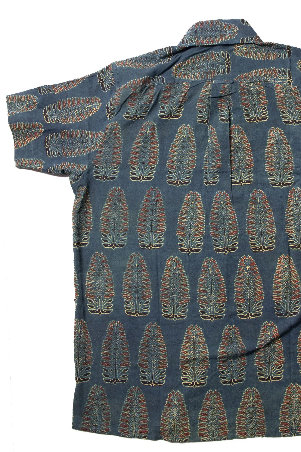 Blue Half Sleeve Ajrakh Printed Cotton Mens Shirt 10071086