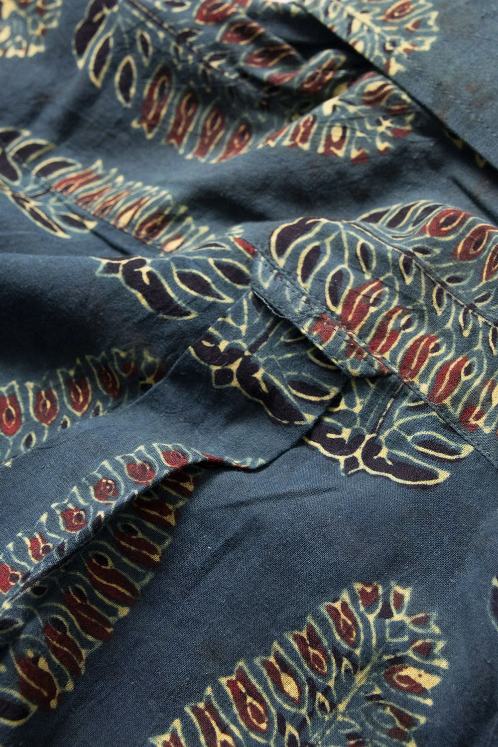 Blue Half Sleeve Ajrakh Printed Cotton Mens Shirt 10071086
