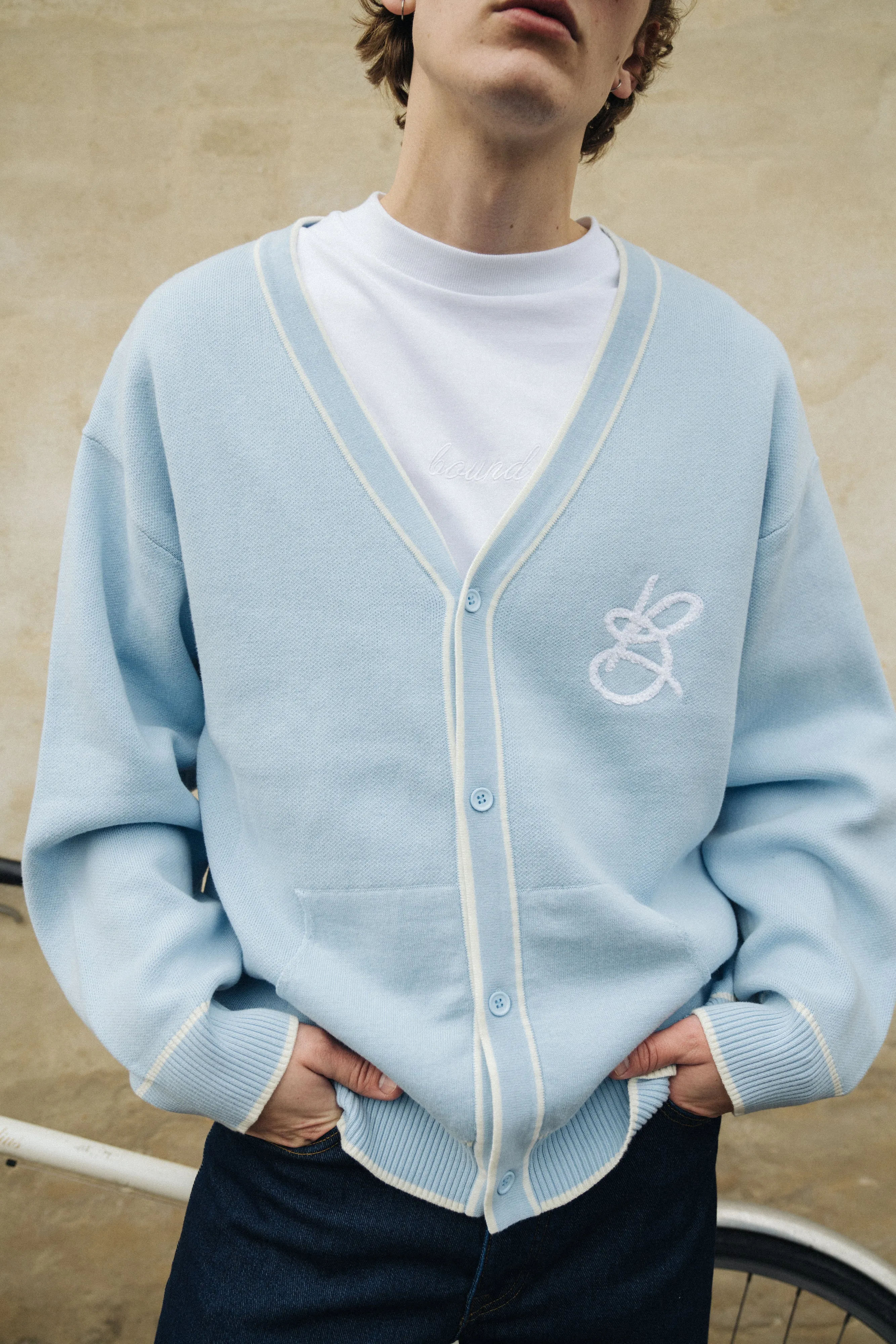 bound Signature Chenille Cardigan - Sky Blue