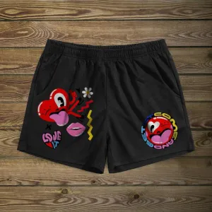 Casual love kissing sports home comfortable shorts