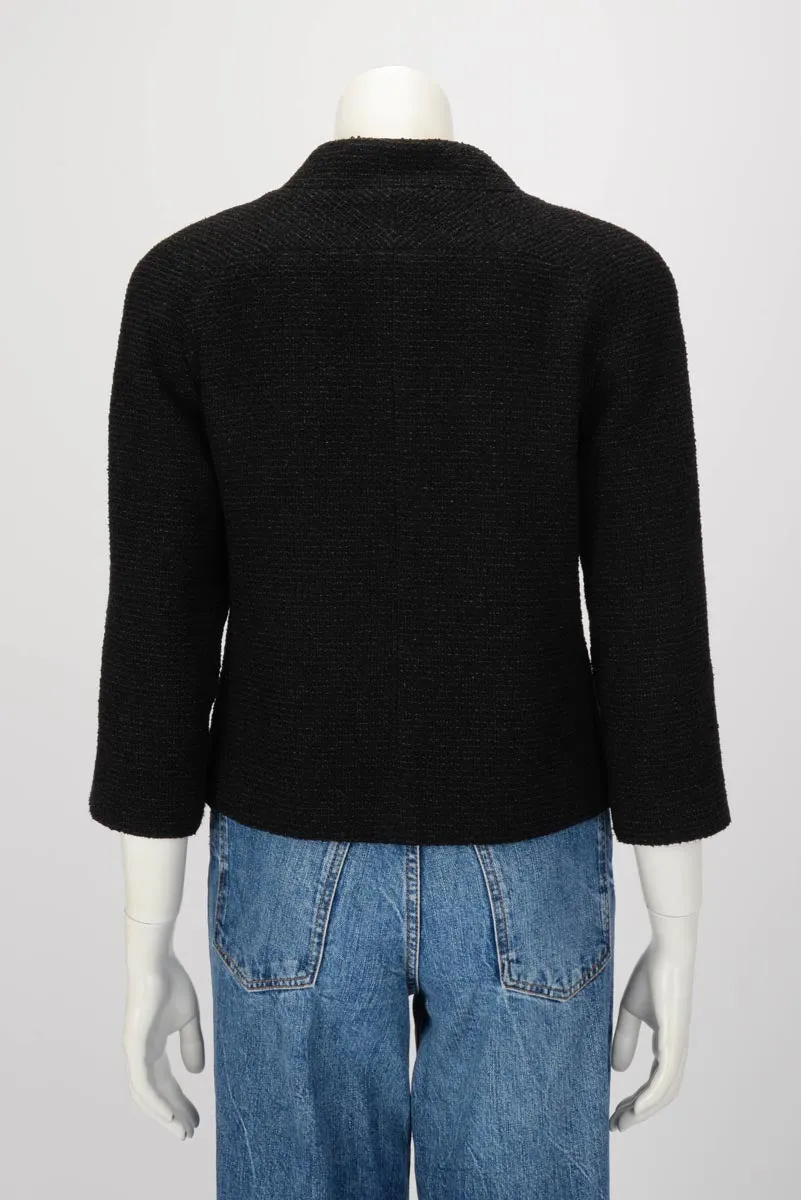 Chanel Black Fantasy Tweed Cropped Jacket FR 38