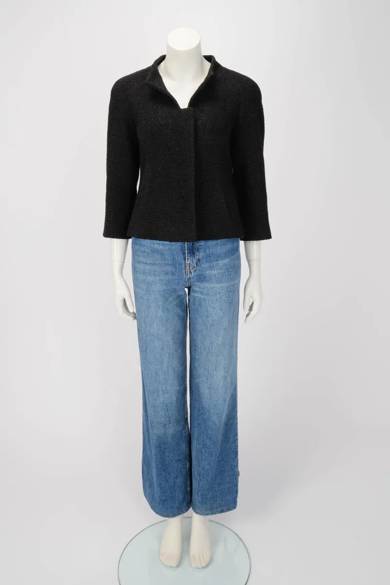 Chanel Black Fantasy Tweed Cropped Jacket FR 38