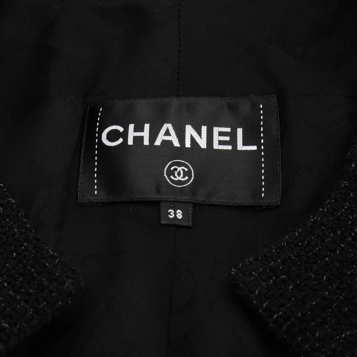 Chanel Black Fantasy Tweed Cropped Jacket FR 38